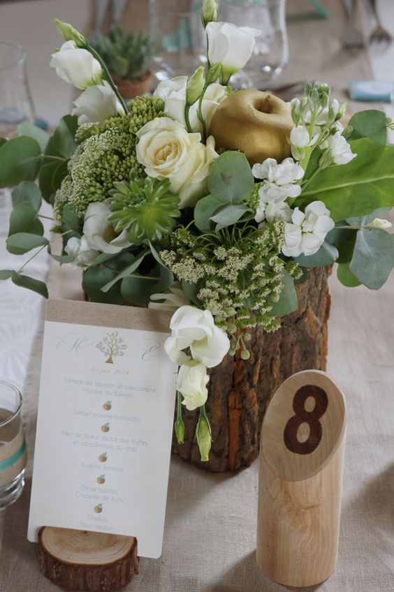 Décoration table mariage champêtre bois