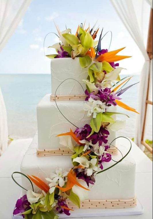 Décoration exotique wedding cake